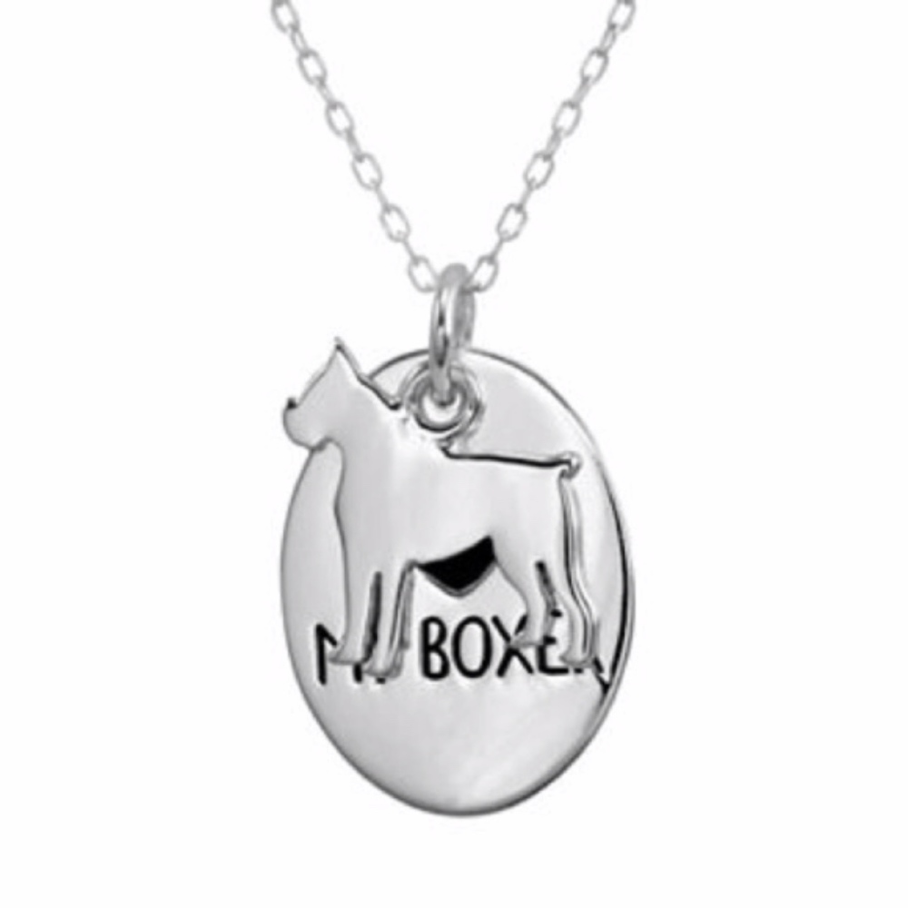 SILVER COMPANION “I Love My Boxer” Dog Pendant Necklace | Gift | Length 18"